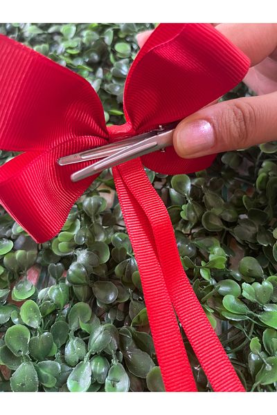PONÇİK ACCESSORİES Grosgrain Ribbon Red Bow 2-Piece Collar Buckle
