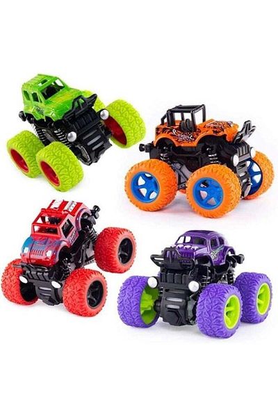 Generic 4 Pack Monster Truck Toys for Boys and Girls, Inertia Car Educational Toy Cars, Friction Powered Pus