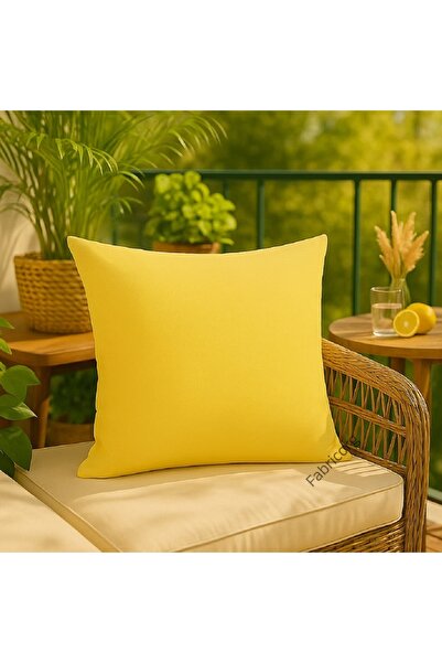 fabricorg Duck Cloth Throw Pillow Cover Suitable for Punch Yellow (40X40 cm)