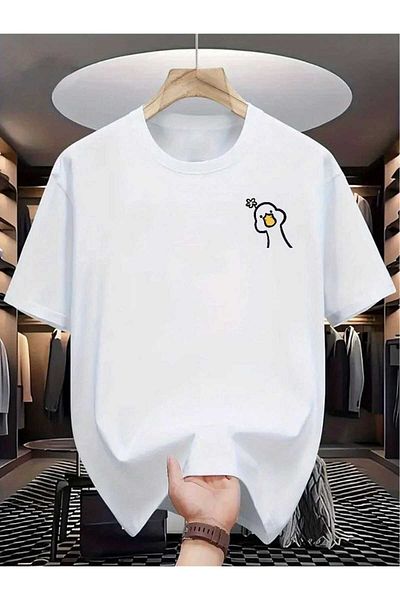 Pink Sky Cotton Oversize Printed Short Sleeve Crew Neck Casual Daily T-Shirt