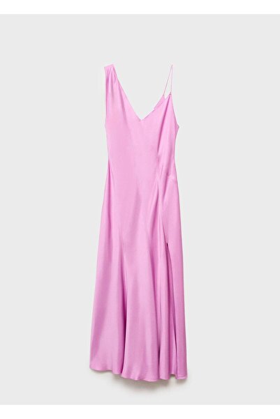 MANGO Woman Asimetrik saten elbise