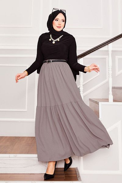 EBRUTESETTÜR Elastic Waist Gathered Hijab Skirt