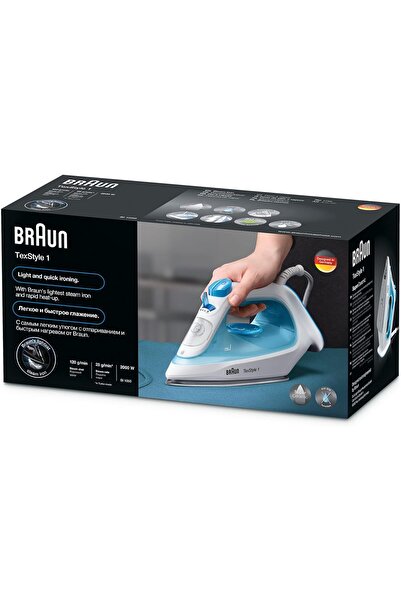 Braun TexStyle 1 Steam Iron SI1050BL - 2000W, Blue