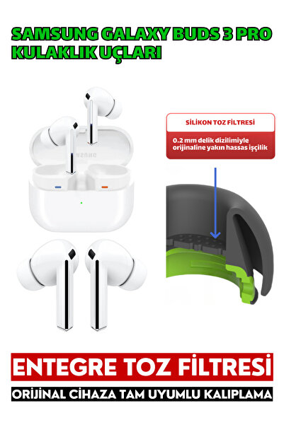 EWEC Samsung Galaxy Buds3 Pro ve Buds4 Pro Uyumlu Üç Boyut Premium Yedek Silikon Kulaklık Uçları (S, M, L)