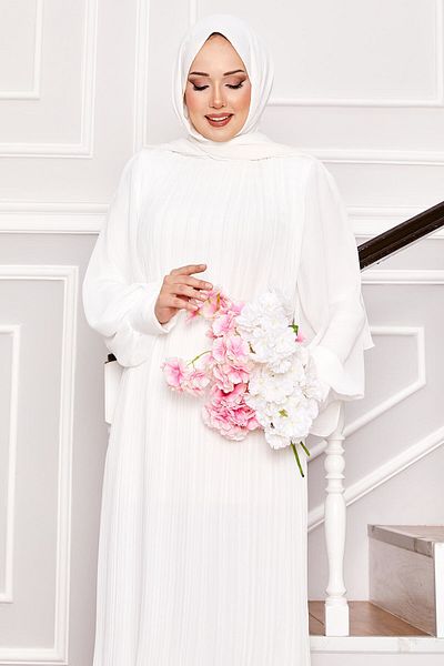 EBRUTESETTÜR Organza Hijab Dress with Sleeves