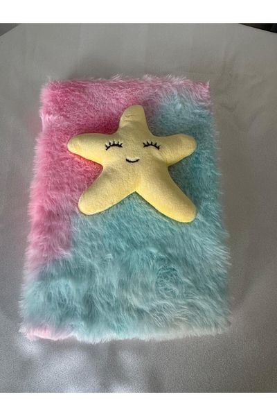 PARLAK EVREN Green Plush Notebook with Starfish