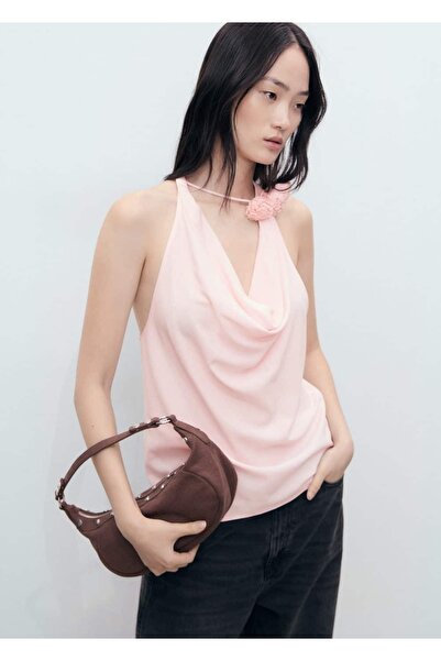 MANGO Woman Çiçek detaylı drape bluz