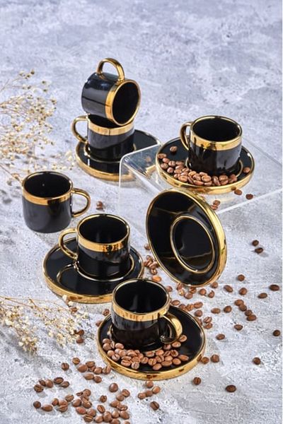 ÇARŞI HANEM 6 Persons Cup Set Porcelain 12 Pieces Cup Set Team