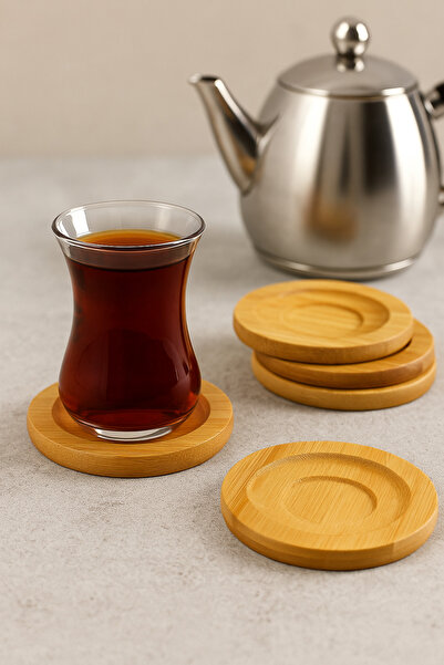 Wook Home Bambu Çay Tabağı 6'lı Doğal ve Şık Tasarım