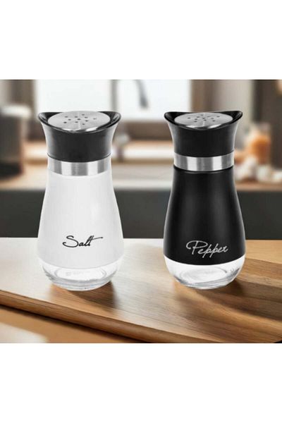 SyaMAG Set of 2 Salt and Pepper Shakers, Glass, Metal Lid, 12x6 Cm