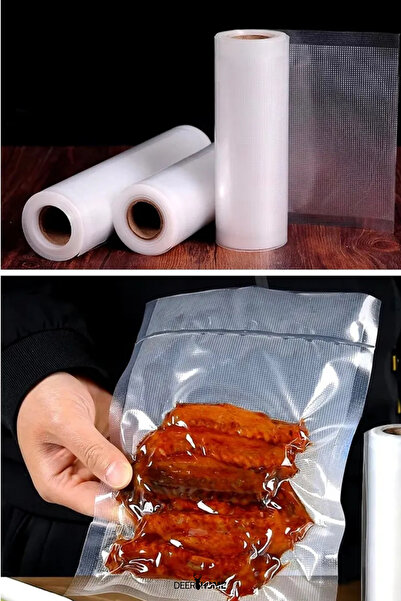 MCA Deerhome 20cm X 5m Rulo Tırtıklı Vakum Makinesi Poşeti Vakum Poşeti