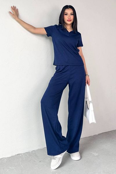 Belle Perre Modal Fabric Polo Neck Bottom Top Set