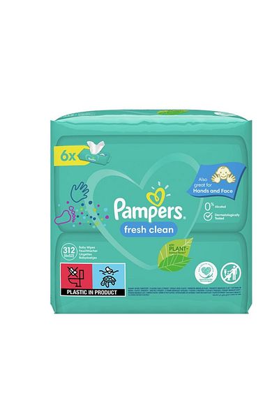 Pampers fresh clean Wet Wipes, 6 packs x 52, 312 pcs