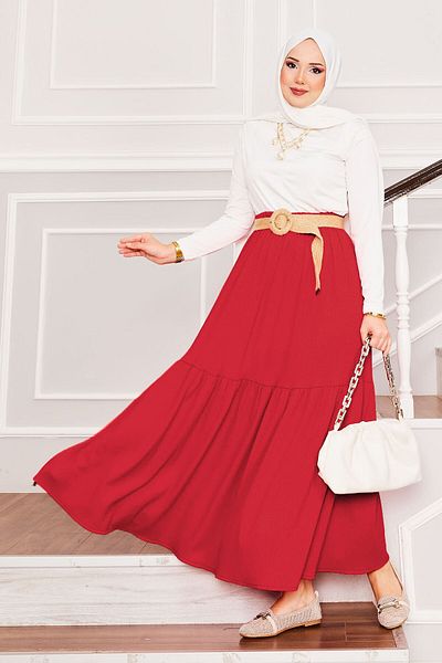 EBRUTESETTÜR Elastic Waist Gathered Hijab Skirt