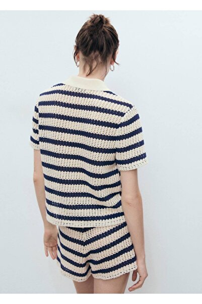 MANGO Woman Kısa kollu çizgili hırka