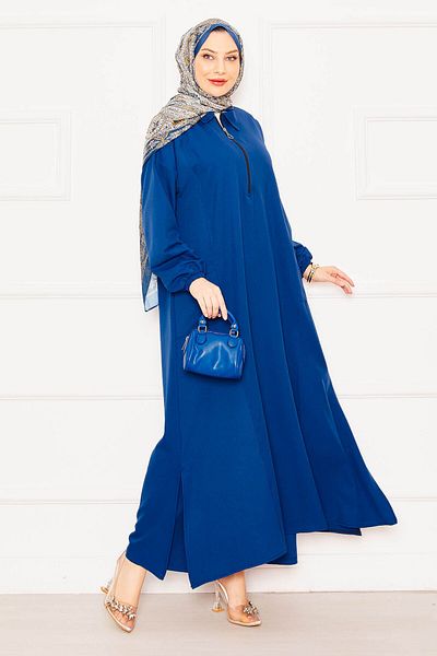 EBRUTESETTÜR Comfortable Fit Hijab Suit with Half Zipper Detail on the Front