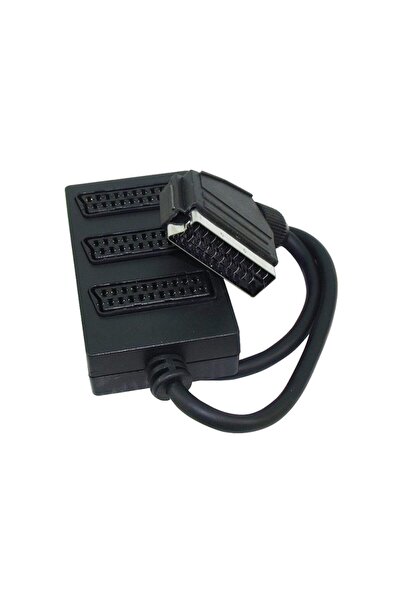 Powermaster Elektromer 3\'lü Scart Dağıtıcı (1 Erkek-3 Dişi Scart)