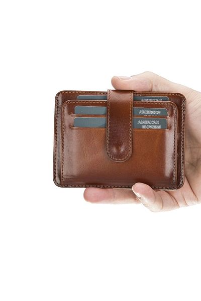 Silahlı Tower Multi-Compartment Slim Leather Card Holder BLW019 RST2EF Tan