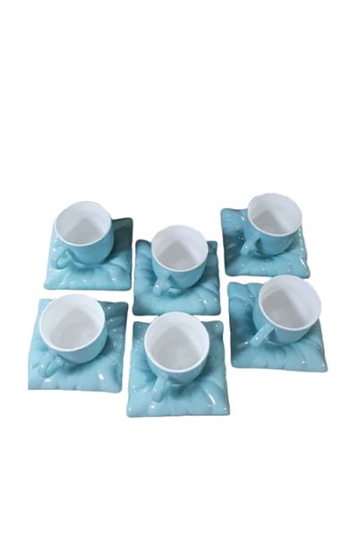 çaycup Turquoise 6-Person 12-Piece Modern Luxury Coffee Set