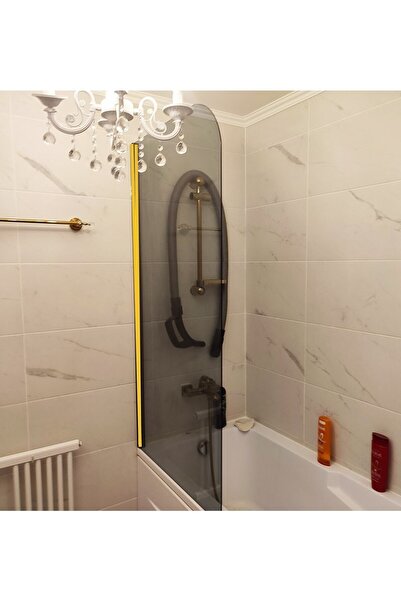 ERİKMANN Gold Duşakabin Sabit Duş Panel Yarım Ay Seperatör 80 H150 Füme Cam
