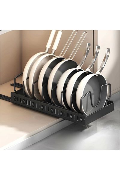 LiderGlobal Telescopic Rail Pan Pot Organizer