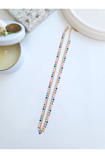 1881 STORE Çelik Gold Colourful Seri Kolye