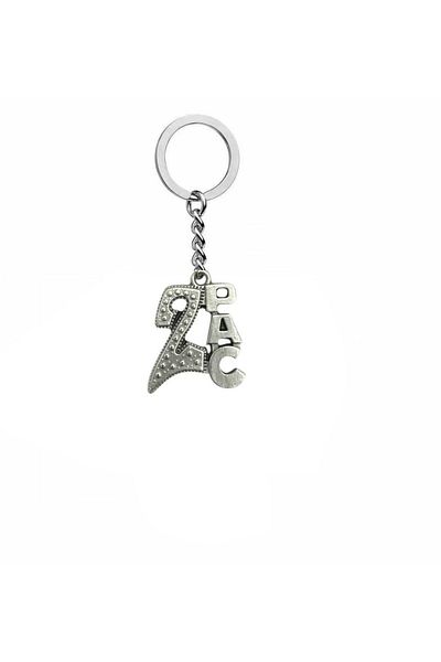 Herşey Nota 2Pac Logo Metal Keychain – Silver Color |   Unisex Hip-Hop & Rap Culture Accessory