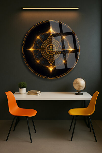 TAULART GEOMETRIJSKI DIZAJN MANDALE MODERAN NELOMIJIV LUKSUZNI OKRUGLI STAKLE...