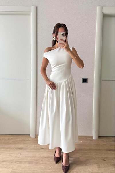 JaMolls kayık yaka bele oturan muadil tasarım pinterest uzun asimetrik açılan etek midi boy pinterest elbise