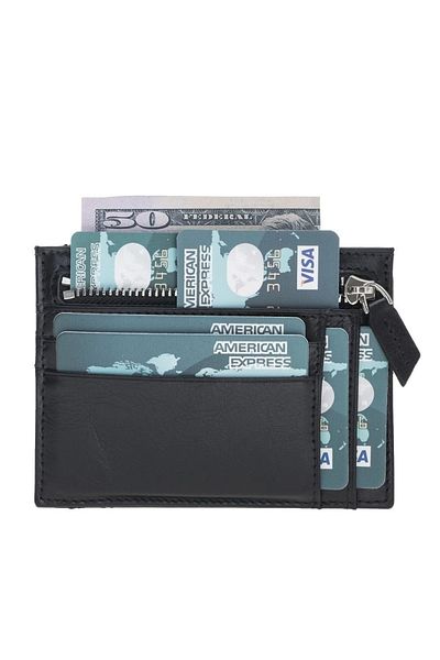 Silahlı Tower Zip Leather Zipper Card Holder Zpch Rst1 Black