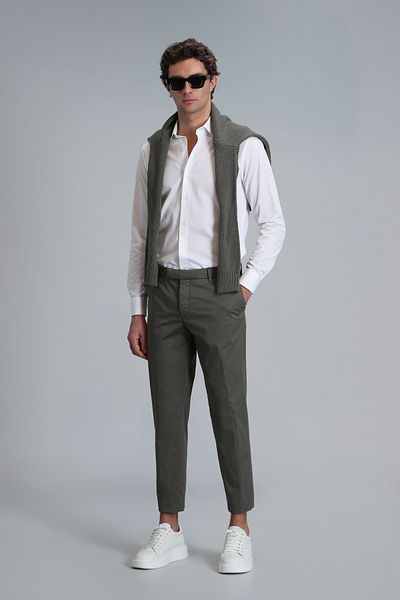 Lufian 111190312 Plus Smart Ανδρικό Παντελόνι Chino Slim Fit Ανδρικό Παντελόνι Πράσινο