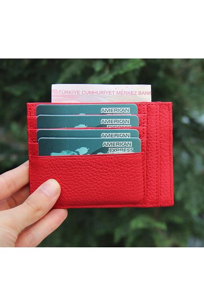 FTAKRY Zip Leather Zippered Card Holder ZPCH ERC2 Red