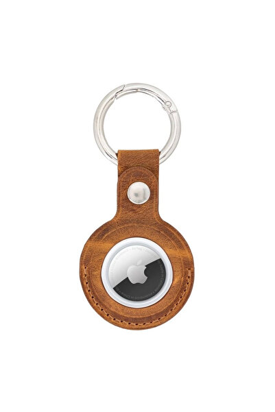 Arthurs Apple Airtag Compatible Leather Keychain, G19 Tan