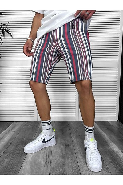 dehaine Shorts, for men, striped, casual, red, 13181
