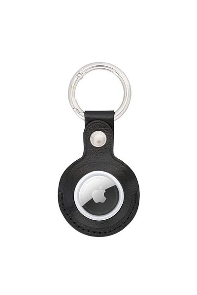 Enseb Leather Keychain Compatible for Apple Airtag, Rst1 Black