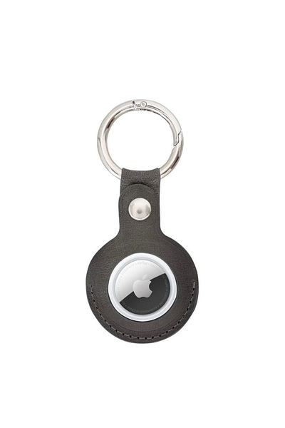 Enseb Apple Airtag Compatible Leather Keychain, Tn18Ef Gray