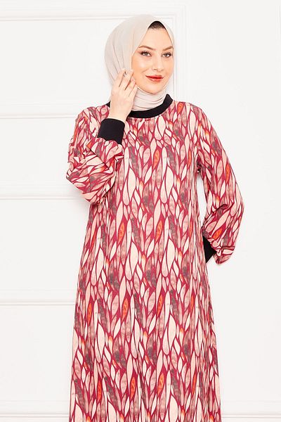 EBRUTESETTÜR Ruffle Detailed Patterned Hijab Dress