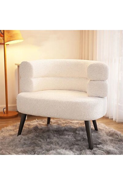 Generic Elegant Design Boucle Fabric Chair - Modern Decor Chair in White