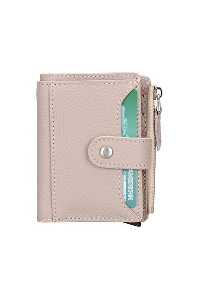 Enseb Leather Wallet and Card Holder, with Mechanism, 10 Card Compartments, Beige