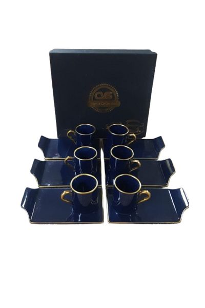 çaycup Coffee Cup Set-12 Piece Luxury Coffee Set for 6 People - Navy Blue