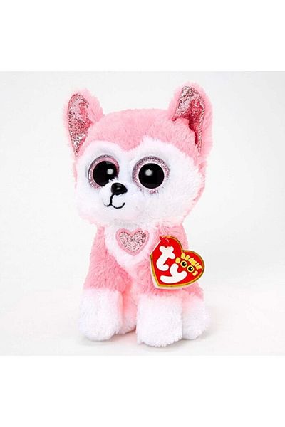 storeks Ty Beanie Boos كلب هاسكي وردي 15 سم
