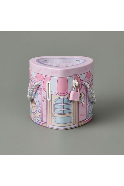 ASPARTAM Heart Locked Metal Piggy Bank - - 12X14 cm