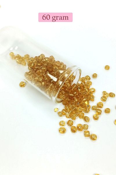 PRATİKOBA Pour Glass Sand Beads Large Size (6/0) 4 mm - 60 Grams - Transparent Honey - Bnc119