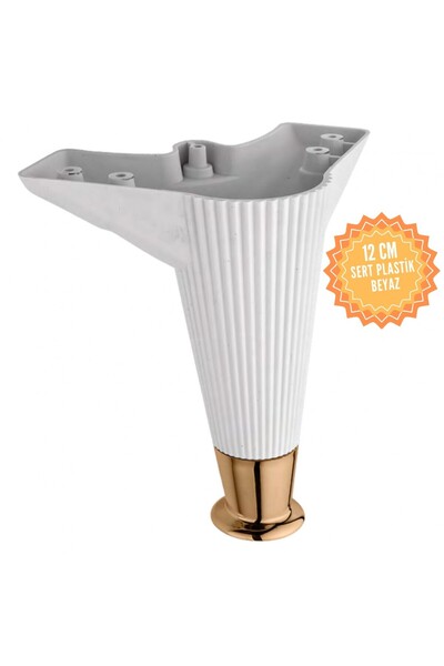 KOÇSAN Nefes Beyaz 12 Cm Plastik Mobilya Ayağı, Lüks Metal Mobilya Ayak, Kolt...