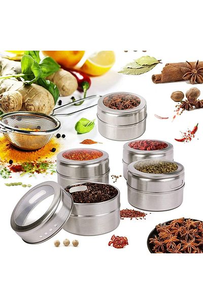 Bukate Set of 12 Bukate® Magnetic Spice Containers, 100ml
