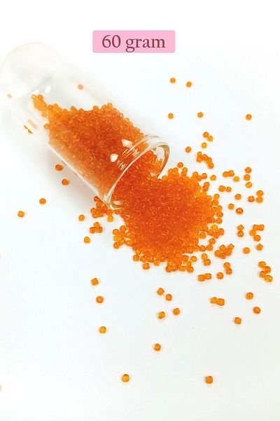 PRATİKOBA Bulk glass sand beads (11/0) 2 mm - 60 grams - transparent orange - bnc051