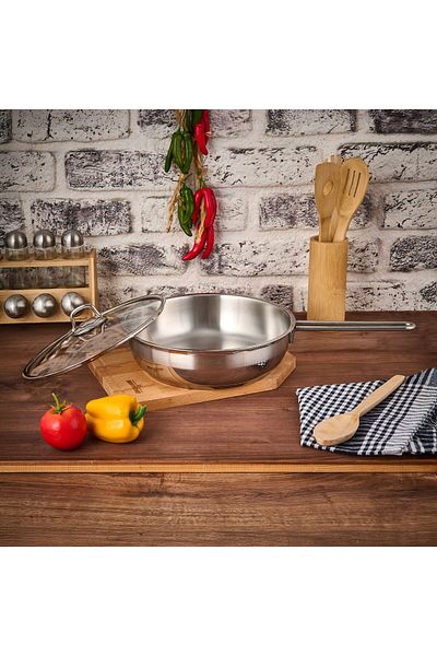 MATMEL Saphire Steel Pan with Lid - Inox - 26 cm