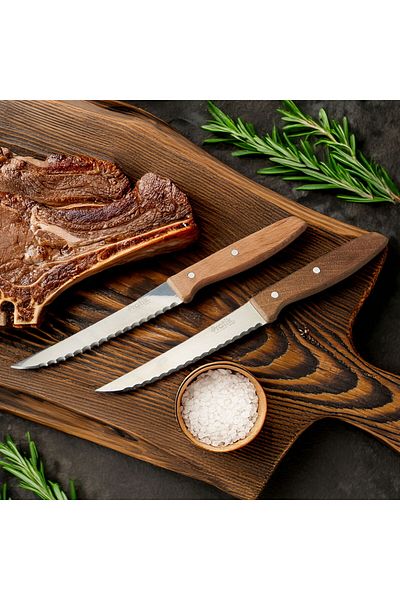 ASPARTAM Steak Knife Set of 2 - Brown - 19 cm
