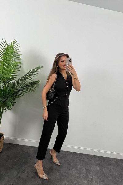 Tulipabutik Snap Fastener Vest Trousers Set