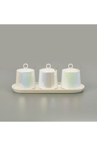 ASPARTAM Perottii Pearl Porcelain Spice Rack with 3 Trays - White